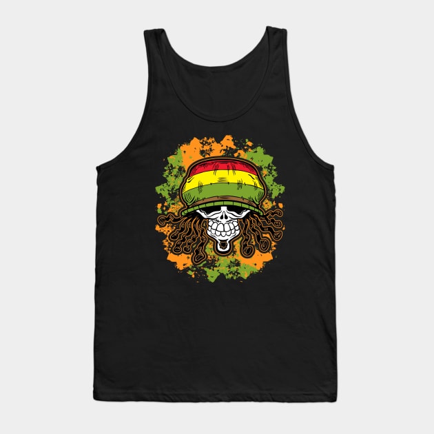 Jamaican Rasta Skull Tank Top by RadStar